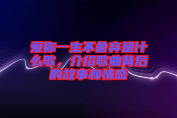 愛(ài)你一生不舍棄是什么歌，介紹歌曲背后的故事和情感