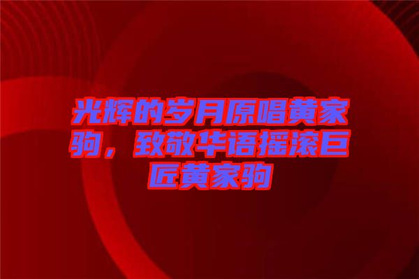 光輝的歲月原唱黃家駒，致敬華語搖滾巨匠黃家駒