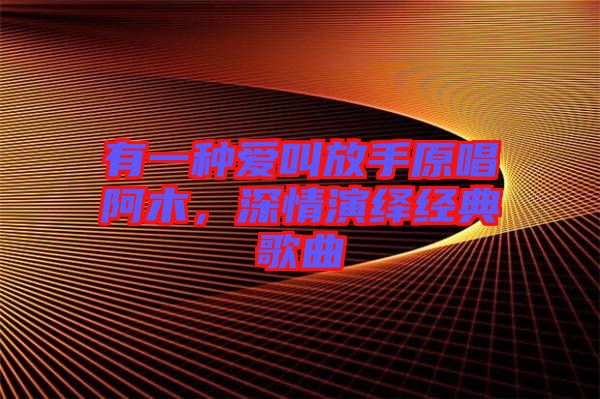 有一種愛叫放手原唱阿木，深情演繹經典歌曲