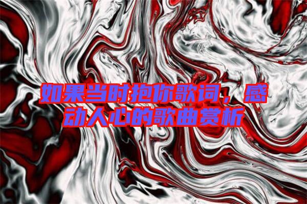 如果當(dāng)時(shí)抱你歌詞，感動人心的歌曲賞析