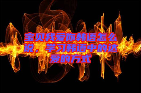 寶貝我愛你韓語(yǔ)怎么說(shuō)，學(xué)習(xí)韓語(yǔ)中的達(dá)愛的方式