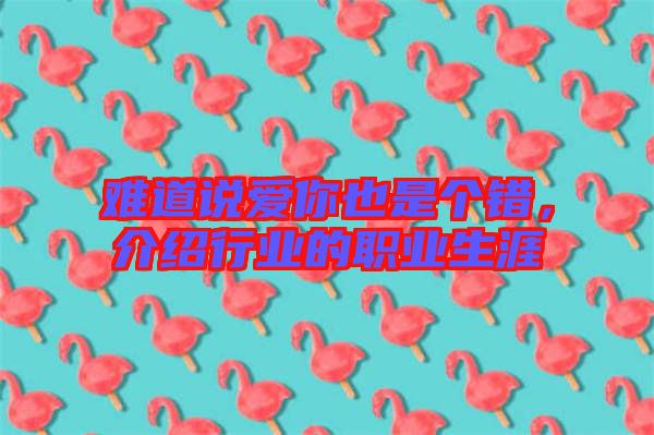 難道說愛你也是個(gè)錯(cuò)，介紹行業(yè)的職業(yè)生涯