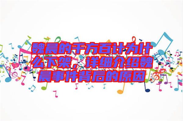 魏晨的千方百計(jì)為什么下架，詳細(xì)介紹魏晨事件背后的原因