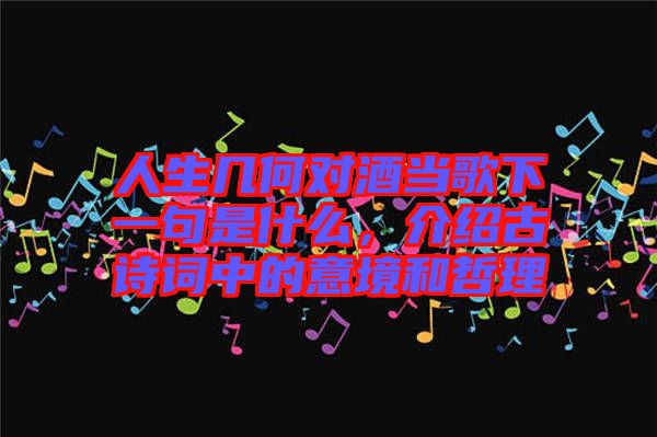 人生幾何對(duì)酒當(dāng)歌下一句是什么，介紹古詩(shī)詞中的意境和哲理