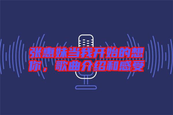 張惠妹當(dāng)我開始的想你，歌曲介紹和感受