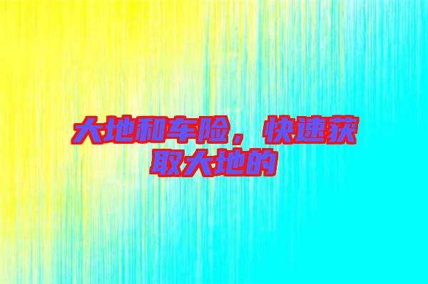 大地和車險(xiǎn)，快速獲取大地的