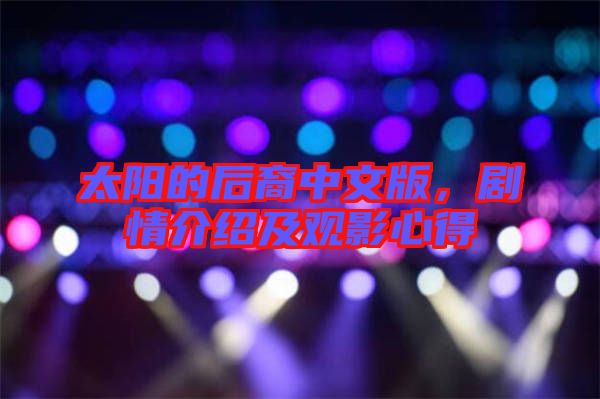 太陽的后裔中文版，劇情介紹及觀影心得