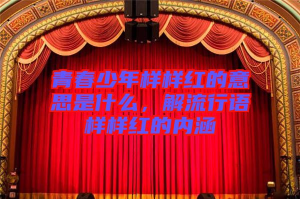 青春少年樣樣紅的意思是什么，解流行語樣樣紅的內(nèi)涵