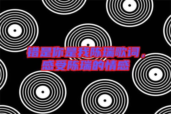 錯(cuò)是你是我陳瑞歌詞，感受陳瑞的情感