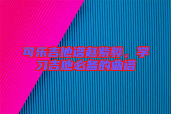 可樂吉他譜趙紫驊，學(xué)習(xí)吉他必備的曲譜