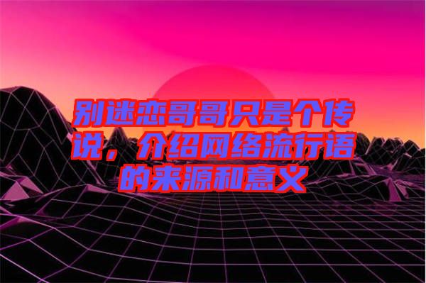 別迷戀哥哥只是個(gè)傳說，介紹網(wǎng)絡(luò)流行語的來源和意義