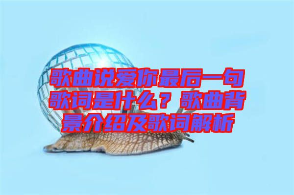歌曲說愛你最后一句歌詞是什么？歌曲背景介紹及歌詞解析