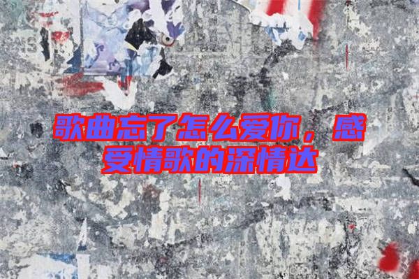 歌曲忘了怎么愛你，感受情歌的深情達(dá)