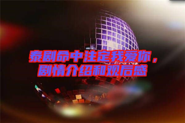 泰劇命中注定我愛你，劇情介紹和觀后感