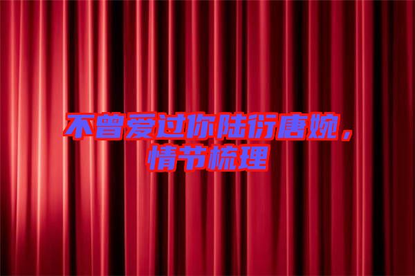 不曾愛過你陸衍唐婉，情節(jié)梳理
