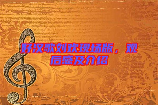 好漢歌劉歡現(xiàn)場(chǎng)版，觀后感及介紹