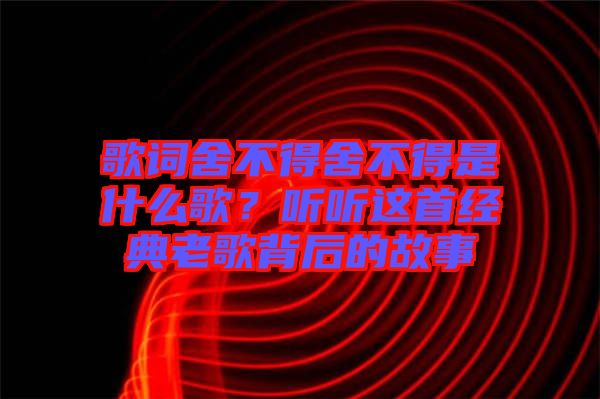 歌詞舍不得舍不得是什么歌？聽(tīng)聽(tīng)這首經(jīng)典老歌背后的故事