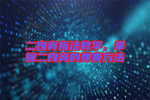 二良宵指法教學(xué)，掌握二良宵的彈奏方法