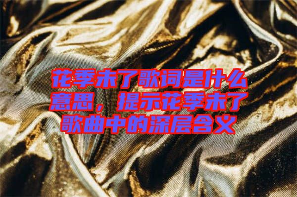 花季未了歌詞是什么意思，提示花季未了歌曲中的深層含義