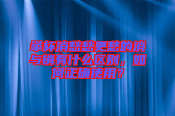 舉杯消愁愁更愁的消與銷有什么區(qū)別，如何正確使用？