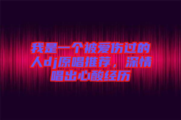我是一個(gè)被愛傷過的人dj原唱推薦，深情唱出心酸經(jīng)歷