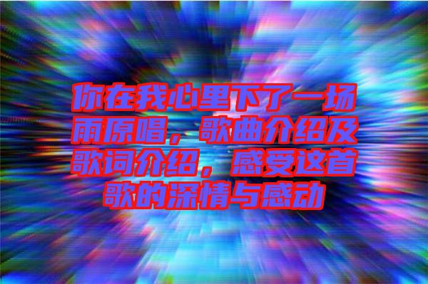你在我心里下了一場雨原唱，歌曲介紹及歌詞介紹，感受這首歌的深情與感動