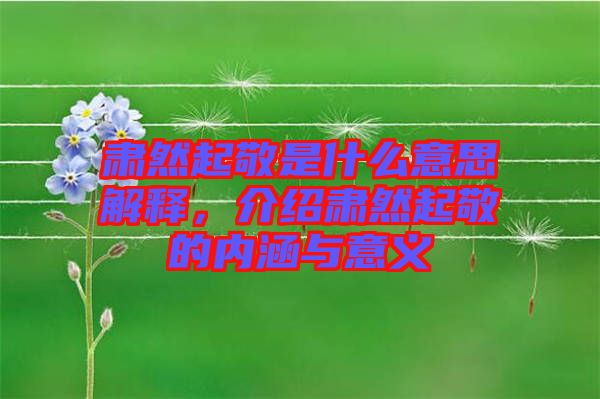 肅然起敬是什么意思解釋，介紹肅然起敬的內(nèi)涵與意義
