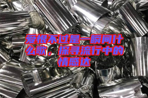 愛恨不過是一瞬間什么歌，探尋流行中的情感達(dá)