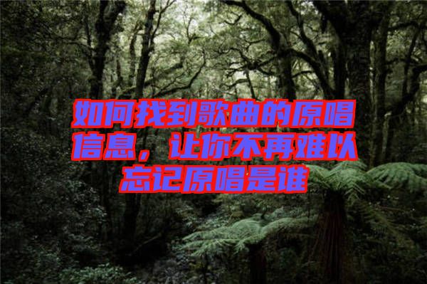 如何找到歌曲的原唱信息，讓你不再難以忘記原唱是誰