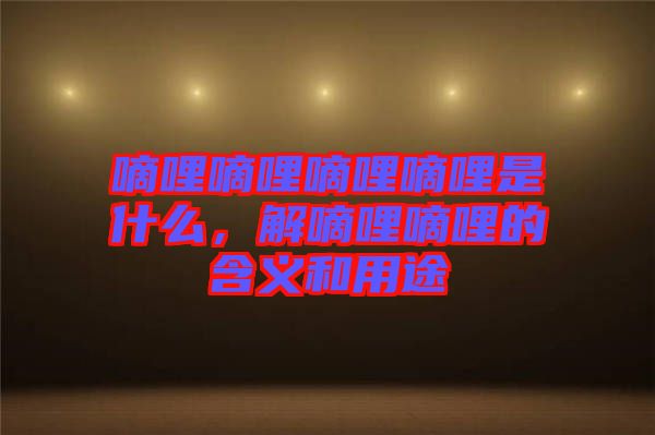 嘀哩嘀哩嘀哩嘀哩是什么，解嘀哩嘀哩的含義和用途