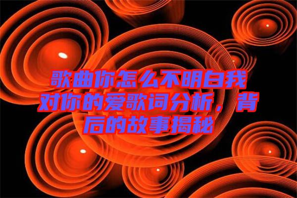 歌曲你怎么不明白我對你的愛歌詞分析，背后的故事揭秘