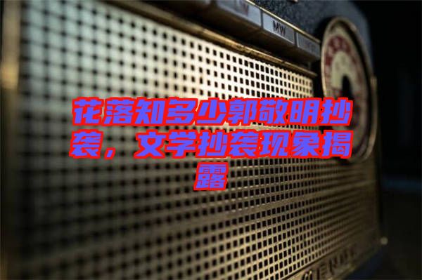 花落知多少郭敬明抄襲，文學(xué)抄襲現(xiàn)象揭露