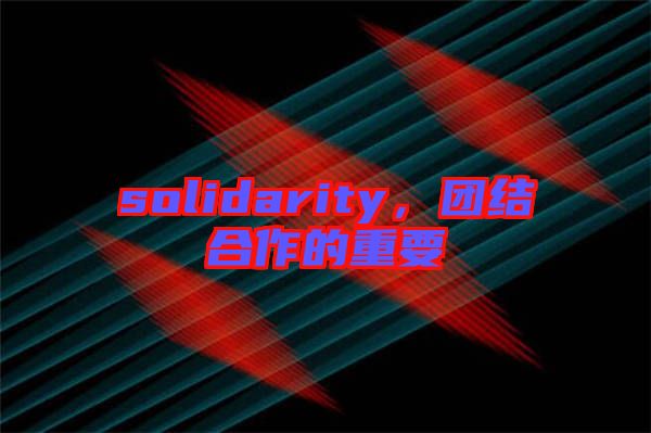 solidarity，團結合作的重要