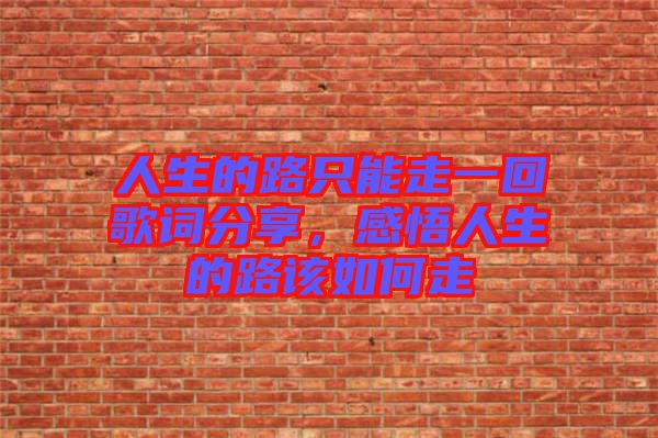 人生的路只能走一回歌詞分享，感悟人生的路該如何走
