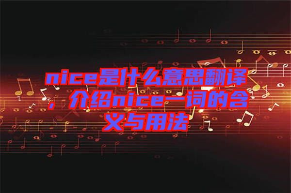 nice是什么意思翻譯，介紹nice一詞的含義與用法