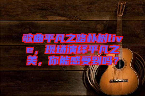 歌曲平凡之路樸樹live，現(xiàn)場演繹平凡之美，你能感受到嗎？
