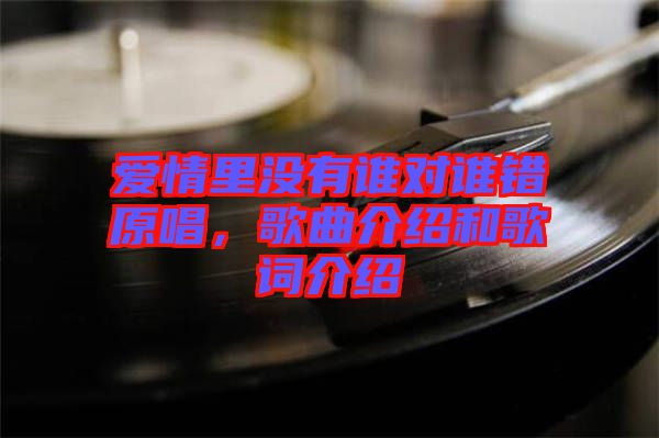 愛情里沒有誰對誰錯原唱，歌曲介紹和歌詞介紹