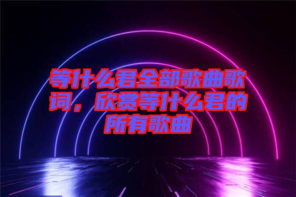 等什么君全部歌曲歌詞，欣賞等什么君的所有歌曲