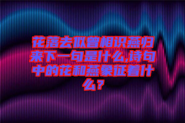 花落去似曾相識(shí)燕歸來(lái)下一句是什么,詩(shī)句中的花和燕象征著什么？