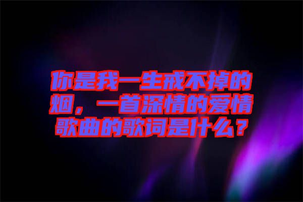 你是我一生戒不掉的煙，一首深情的愛情歌曲的歌詞是什么？