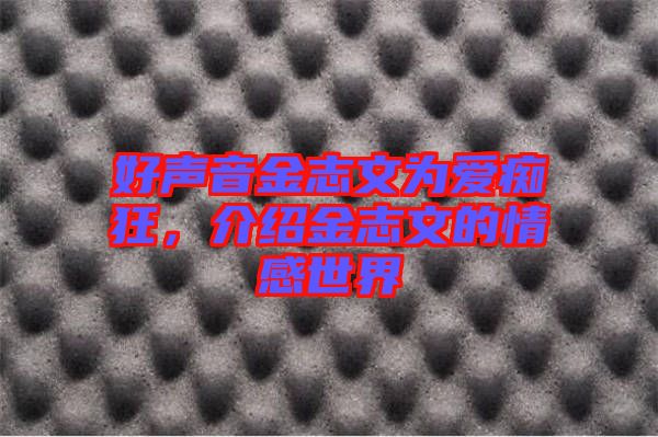 好聲音金志文為愛(ài)癡狂，介紹金志文的情感世界