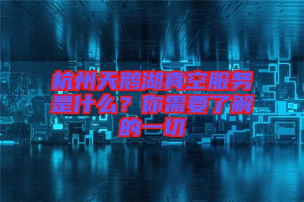 杭州天鵝湖真空服務(wù)是什么？你需要了解的一切