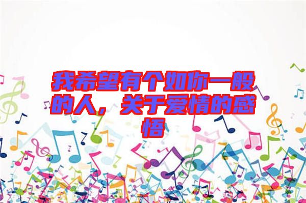 我希望有個(gè)如你一般的人，關(guān)于愛情的感悟