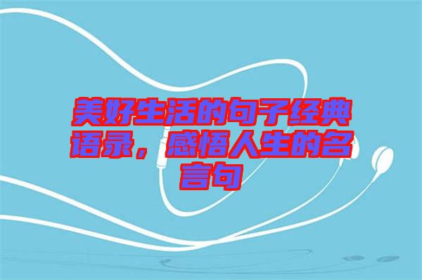 美好生活的句子經(jīng)典語(yǔ)錄，感悟人生的名言句