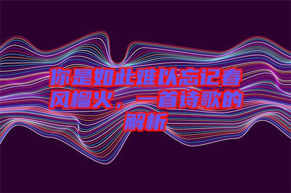 你是如此難以忘記春風(fēng)榴火，一首詩歌的解析