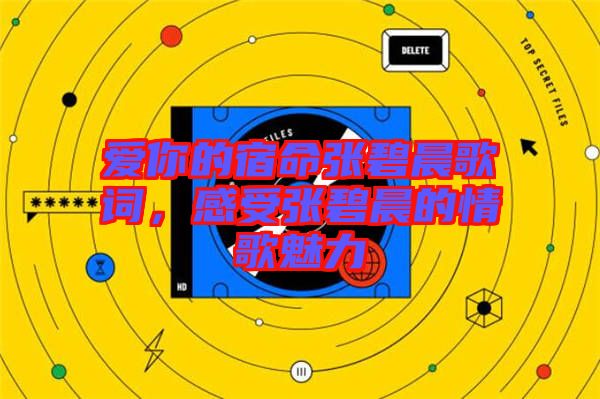 愛(ài)你的宿命張碧晨歌詞，感受張碧晨的情歌魅力