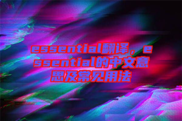 essential翻譯，essential的中文意思及常見用法