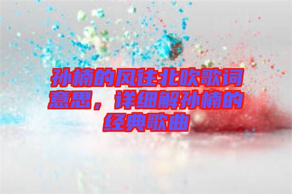 孫楠的風(fēng)往北吹歌詞意思，詳細(xì)解孫楠的經(jīng)典歌曲