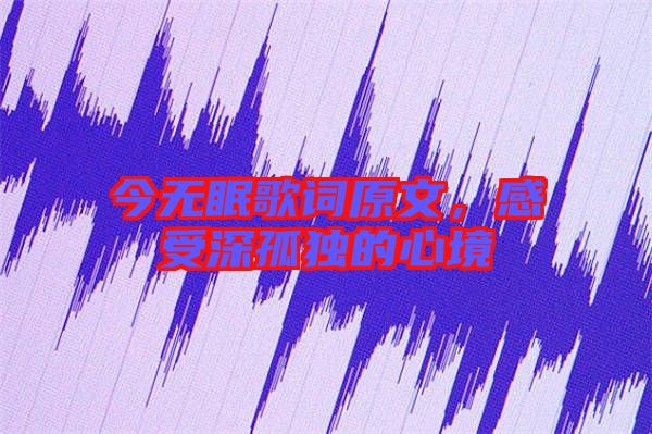 今無(wú)眠歌詞原文，感受深孤獨(dú)的心境