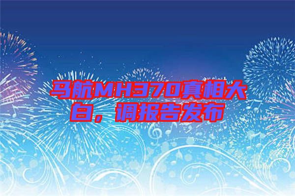 馬航MH370真相大白，調(diào)報(bào)告發(fā)布